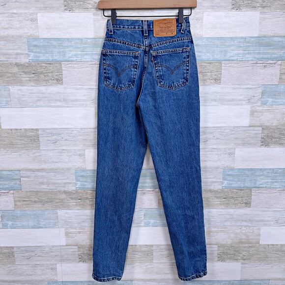 Levis Vintage 512 Slim Straight Jeans Blue Medium Wash Womens Juniors 1 24x30.5 - Picture 4 of 7